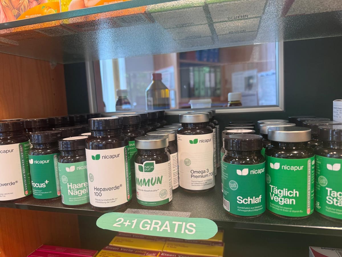 Linden-Apotheke Lübtheen - nicapur Aktion 2 plus 1 gratis im Regal